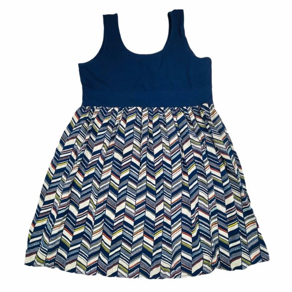 Torrid Dress Size 2 Blue Chevron Print Tank Dress Fit Flare Plus - Picture 4 of 4
